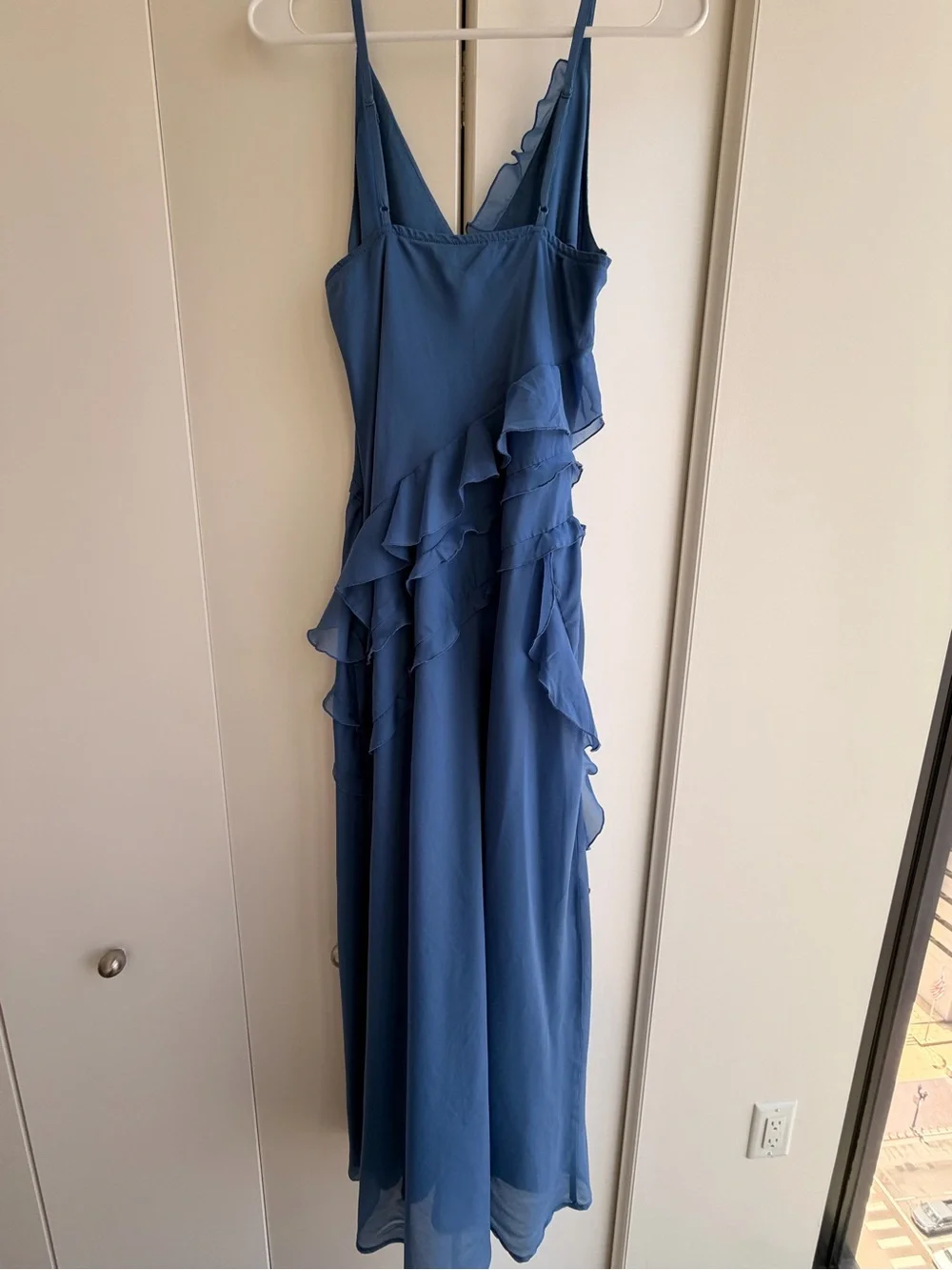 Abercrombie & Fitch Blue Ruffle Midi Dress